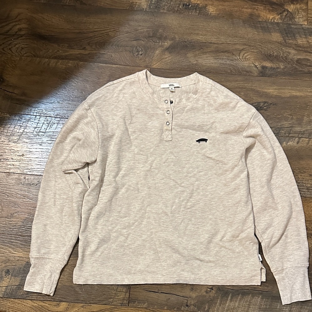 Vans Beige Long Sleeve Henley Shirt size XS
